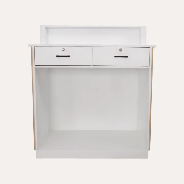 L-shaped reception desk